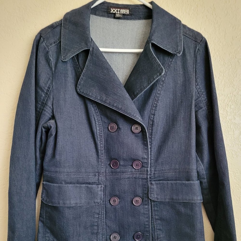 Forever 21 Premium Denim Jacket Dark Wash Jean Large